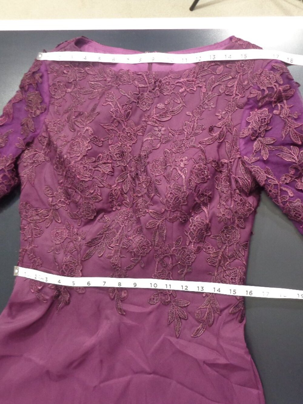 MISSACC Womens Purple 3/4 Sleeve Lace Embroidery Formal Evening Gown Sz M - NWT - Picture 6 of 11